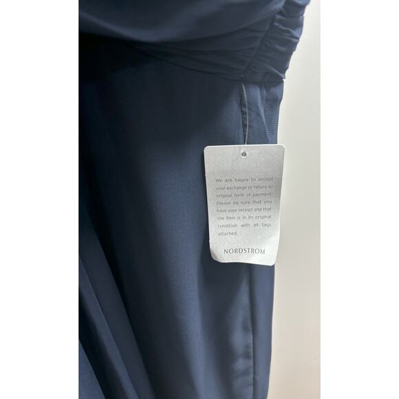 Dressy Collection NWT Off-the-Shoulder Draped Chiffon Maxi Dress Midnight Sz 22W - Picture 6 of 8
